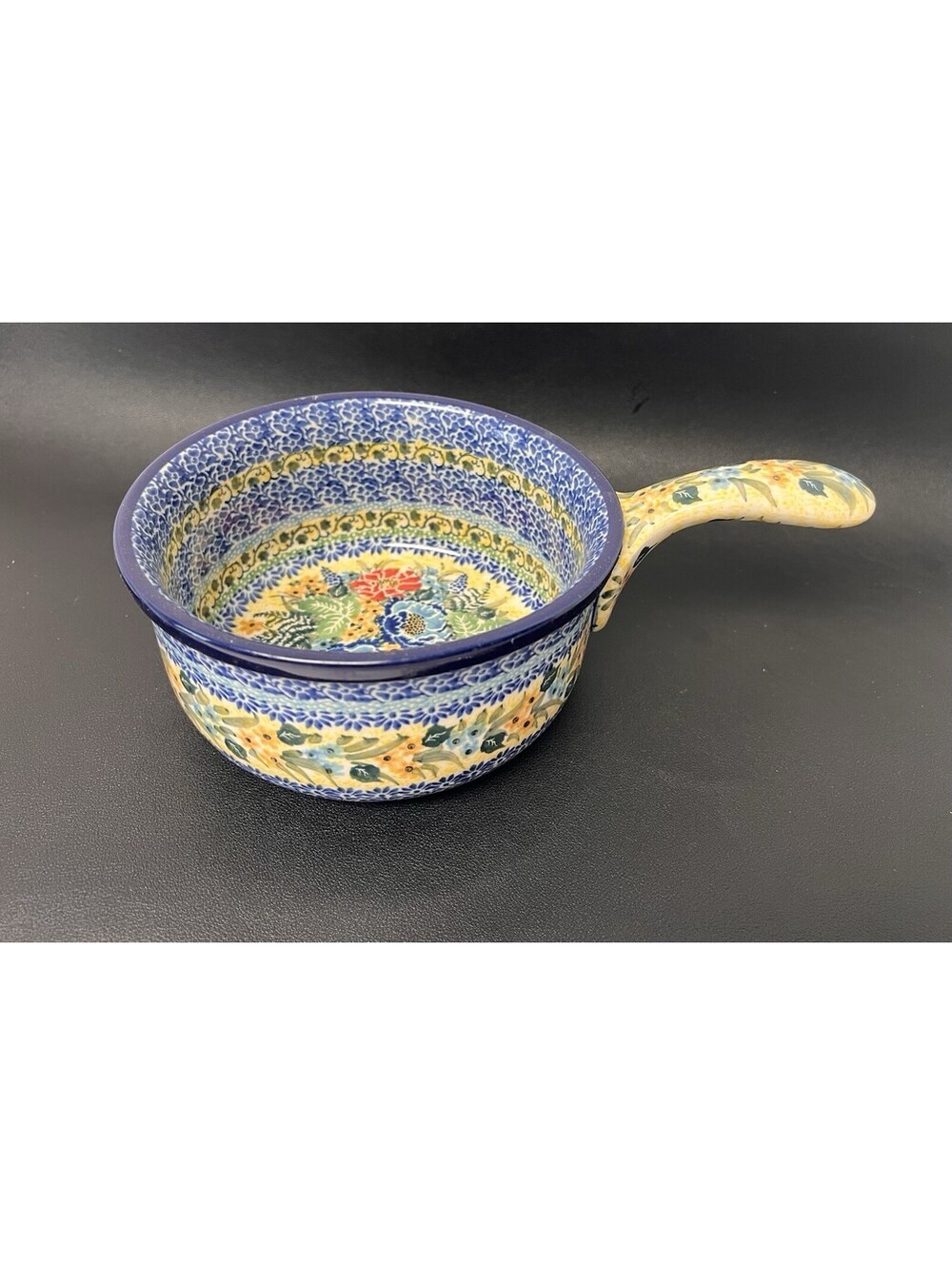 Polish Pottery UNIKAT 4115 T Liana Handmade Poland Stoneware Floral Round Baker